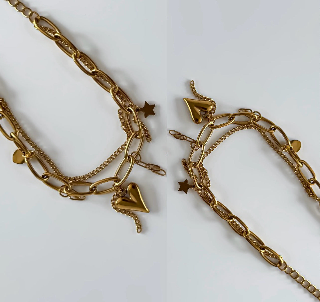 Bracciale cuore bombato - acciaio inossidabile placcato oro 18k PVD