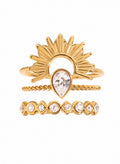 Anello combo (set di tre anelli) - acciaio inossidabile placcato oro 18k PVD - zirconi