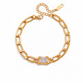 Bracciale Aura - acciaio inossidabile placcato oro 18k PVD - zircone