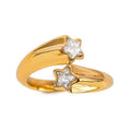 Anello Stella lux - acciaio inossidabile placcato oro 18k PVD - regolabile - gold/silver
