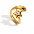 Anello Superstar - acciaio inossidabile/acciaio inossidabile placcato oro 18k PVD - zircone - gold/silver