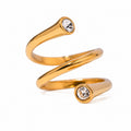 Anello Ressot - acciaio inossidabile placcato oro 18k PVD - zirconi