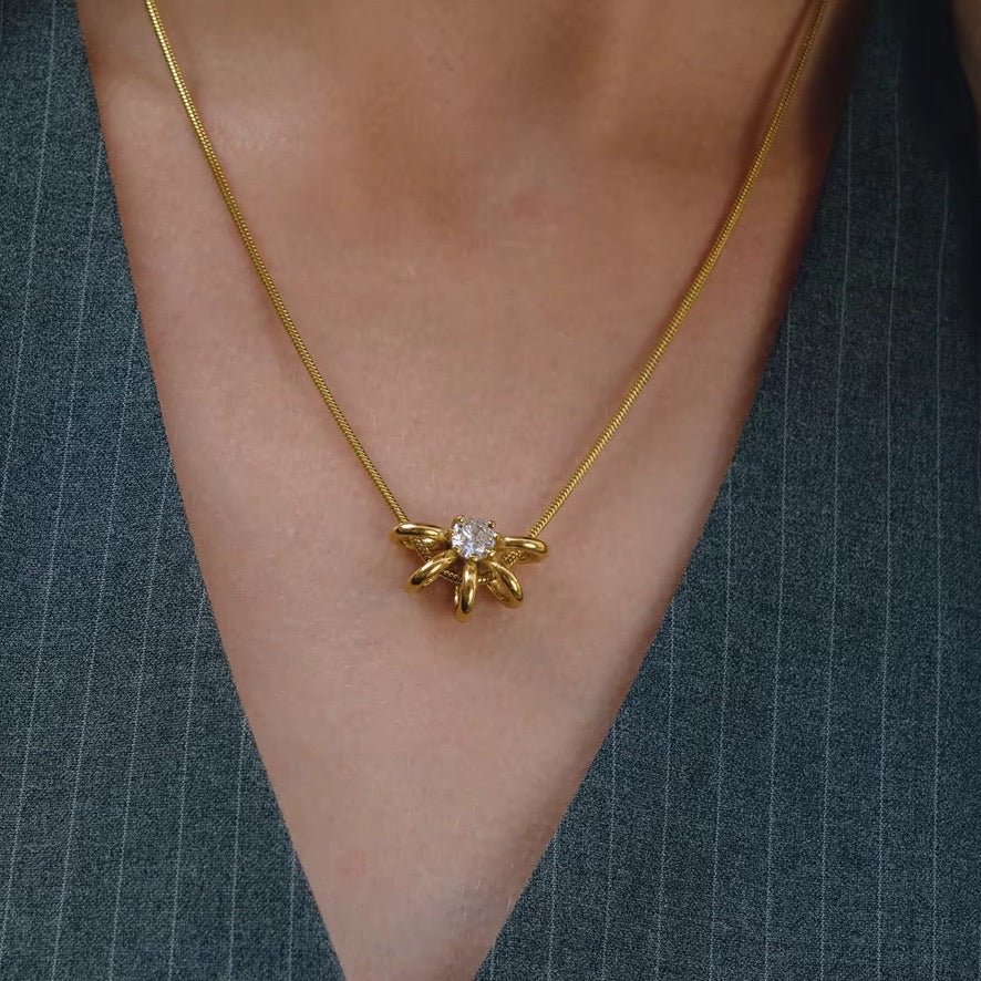 Collana Elora - acciaio inossidabile placcato oro 18k PVD - zircone