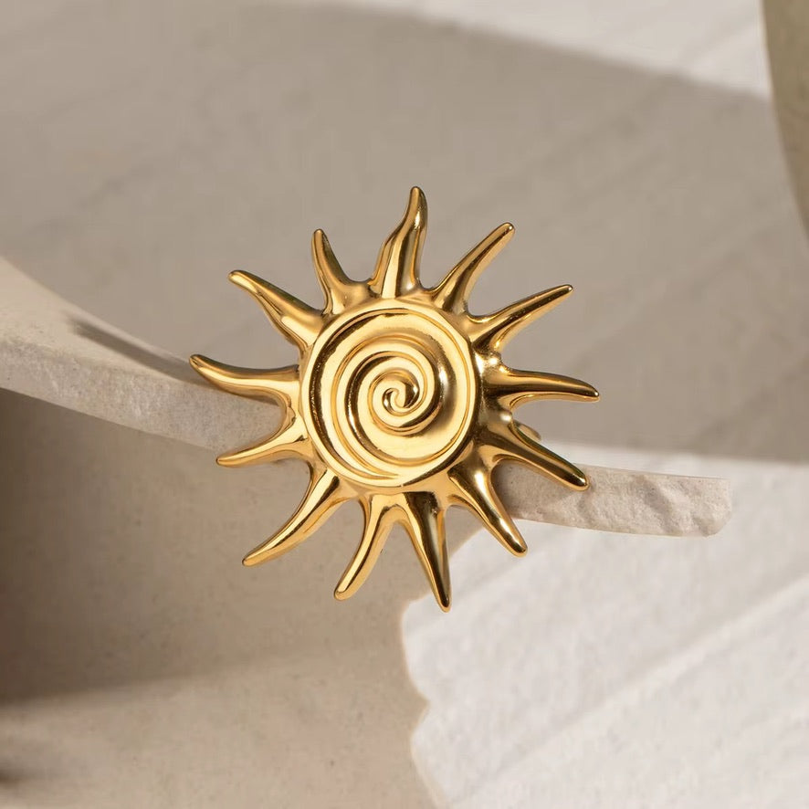 Anello Solaria - acciaio inossidabile placcato oro 18k PVD - regolabile