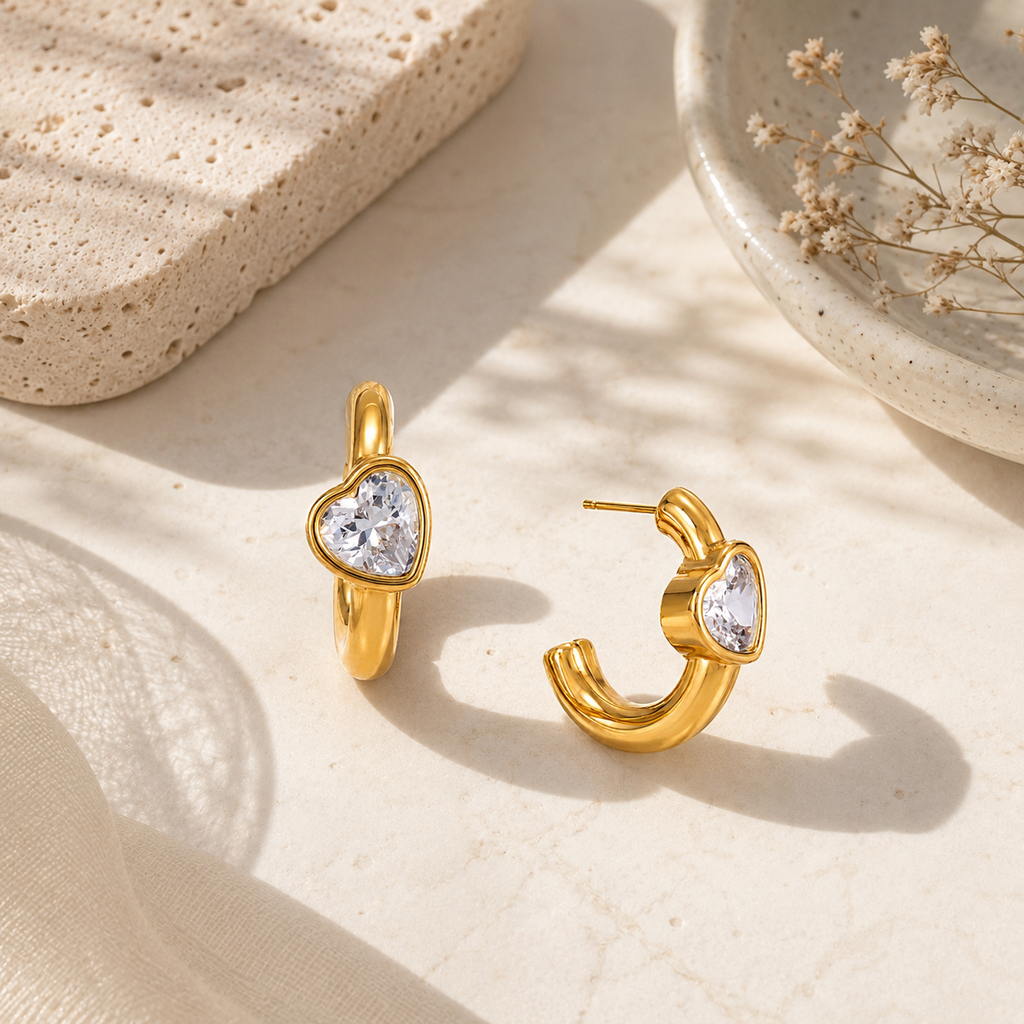 Orecchini Lovely - acciaio inossidabile placcato oro 18k PVD - zirconi