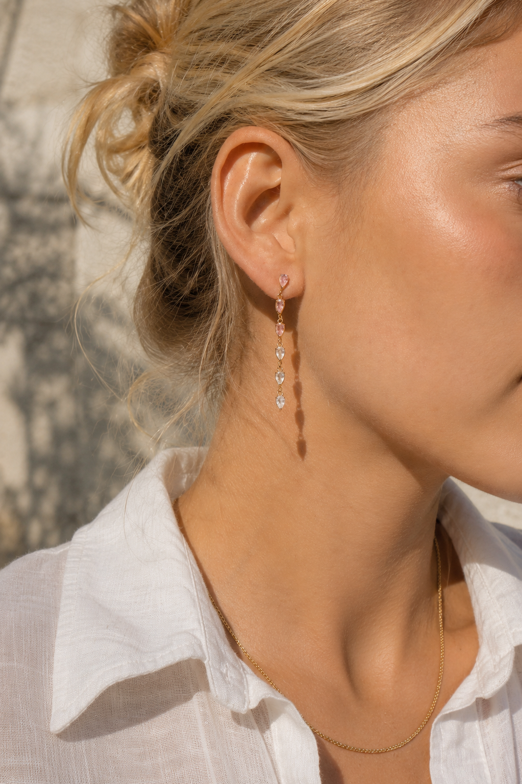 Orecchini cascata - acciaio inossidabile placcato oro 18k PVD - zirconi