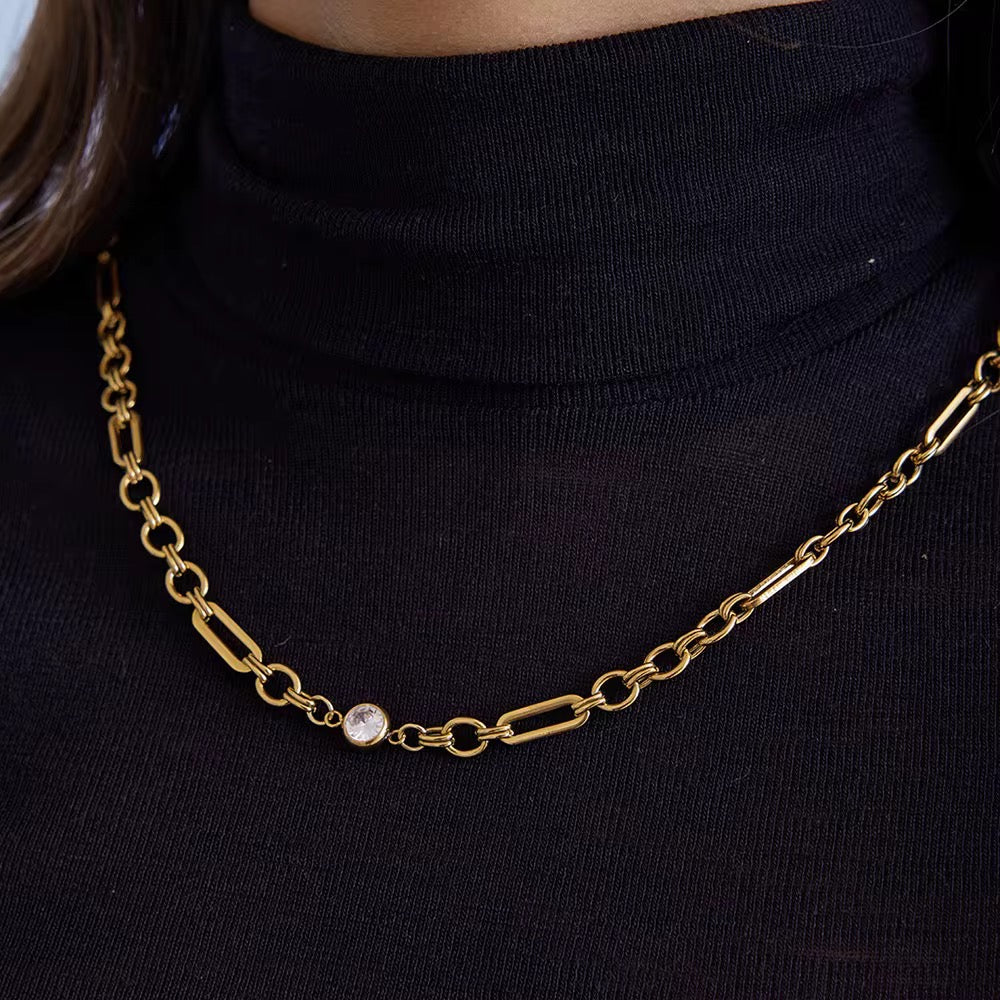 Collana Iclat - acciaio inossidabile placcato oro 18k PVD - zircone