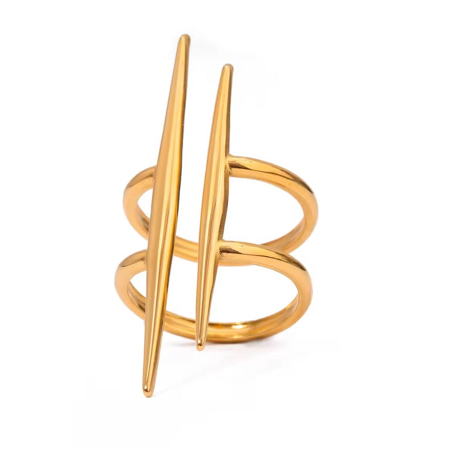 Anello Bagliore - acciaio inossidabile placcato oro 18k PVD - regolabile