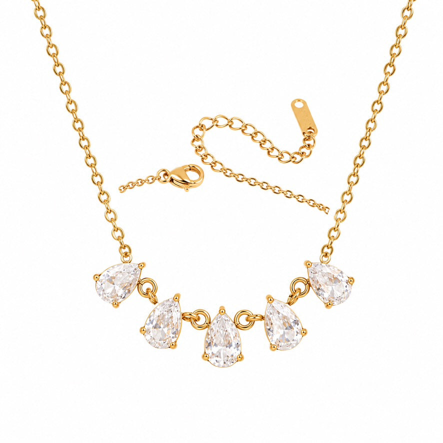 Collana Velia - acciaio inossidabile placcato oro 18k PVD - zirconi