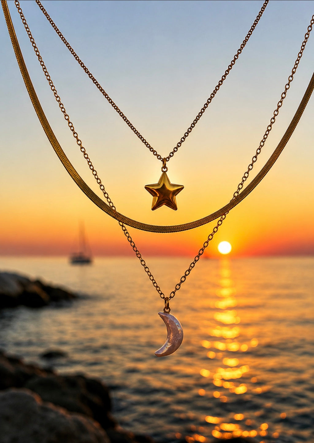 Collana Pearly - acciaio inossidabile placcato oro 18kPVD - perla