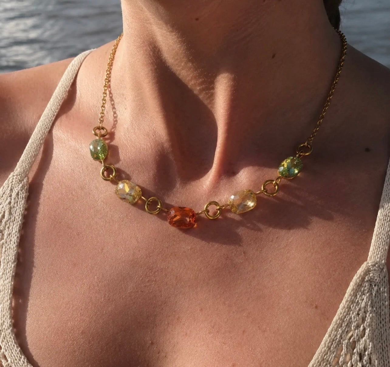 Collana Glowy Sparkly - acciaio inossidabile placcato oro 18k PVD - zirconi