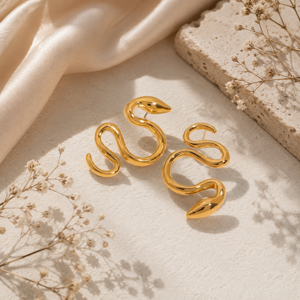 Orecchini Snake pendenti - acciaio inossidabile placcato oro 18k PVD