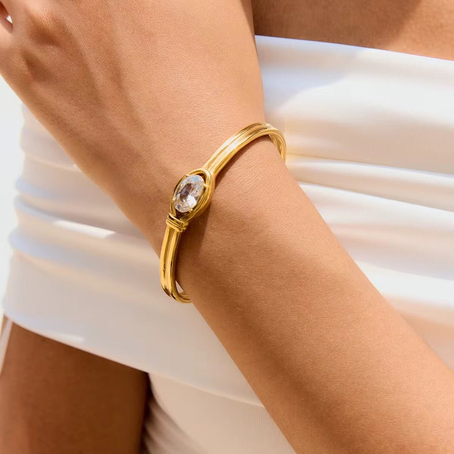 Bracciale Luxuria - acciaio inossidabile placcato oro 18k PVD - zircone cubico
