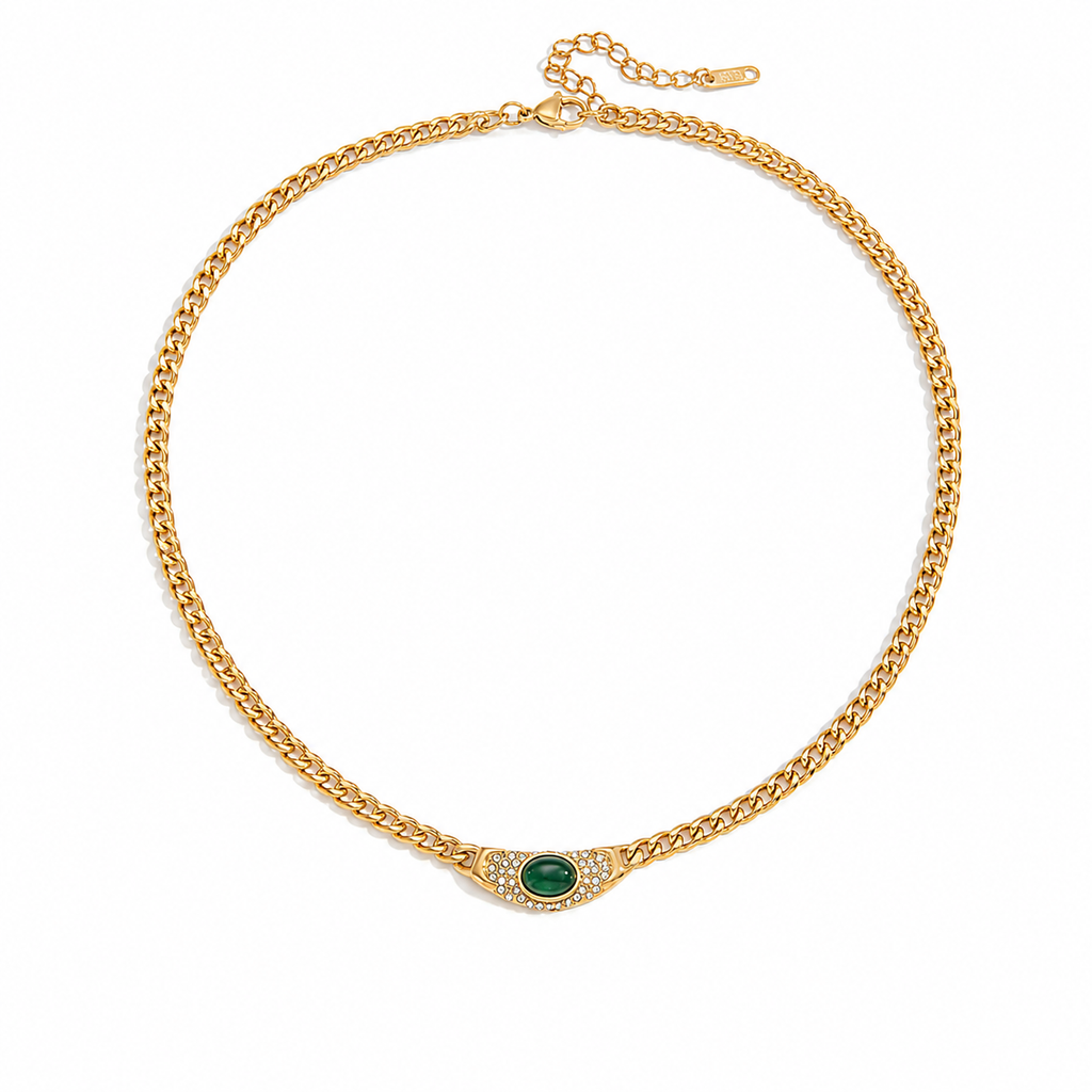 Collana Aris - acciaio inossidabile placcato oro 18k PVD - pietra naturale
