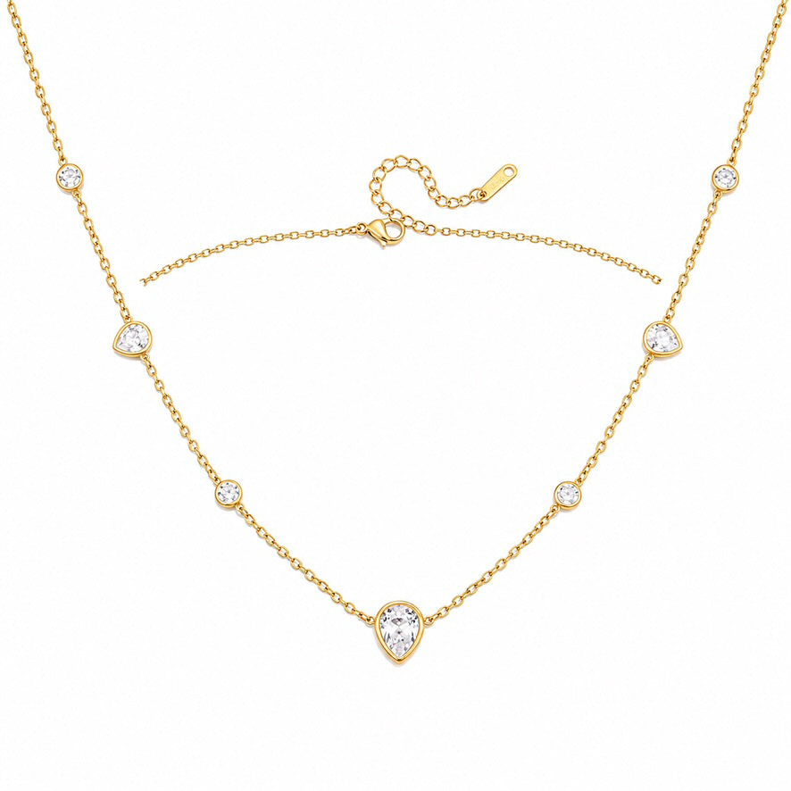 Collana Nobile - acciaio inossidabile placcato oro 18k PVD - zirconi