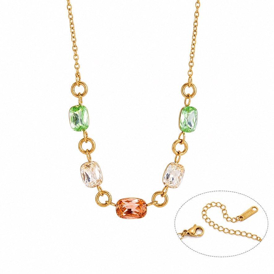Collana Glowy Sparkly - acciaio inossidabile placcato oro 18k PVD - zirconi
