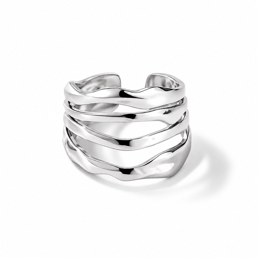 Anello Martellato - acciaio inossidabile - regolabile