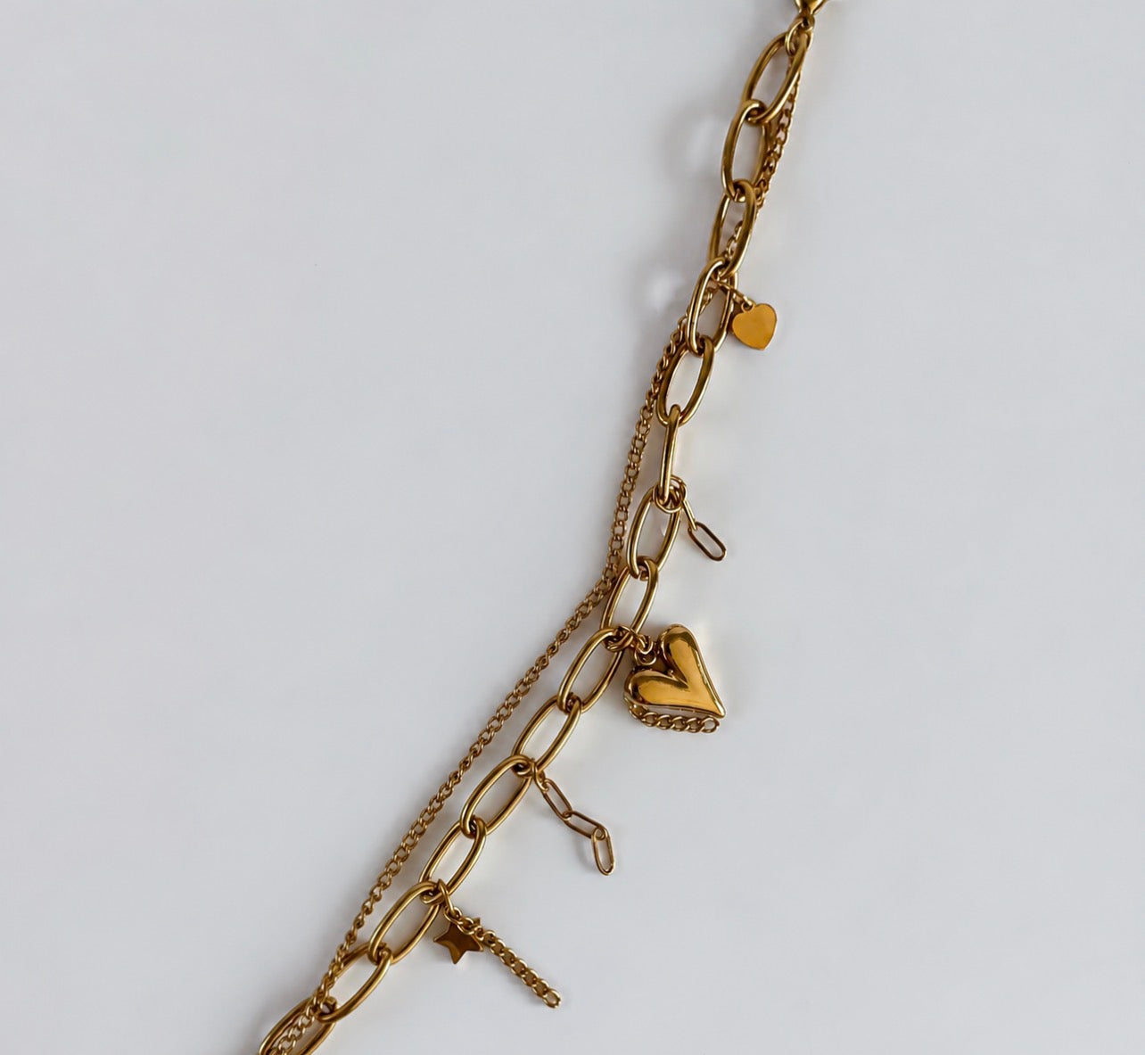 Bracciale cuore bombato - acciaio inossidabile placcato oro 18k PVD
