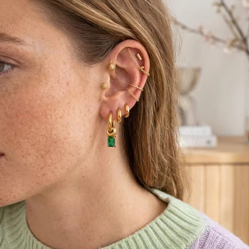 Orecchini Drop Chic - acciaio inossidabile placcato oro 18k PVD - zirconi