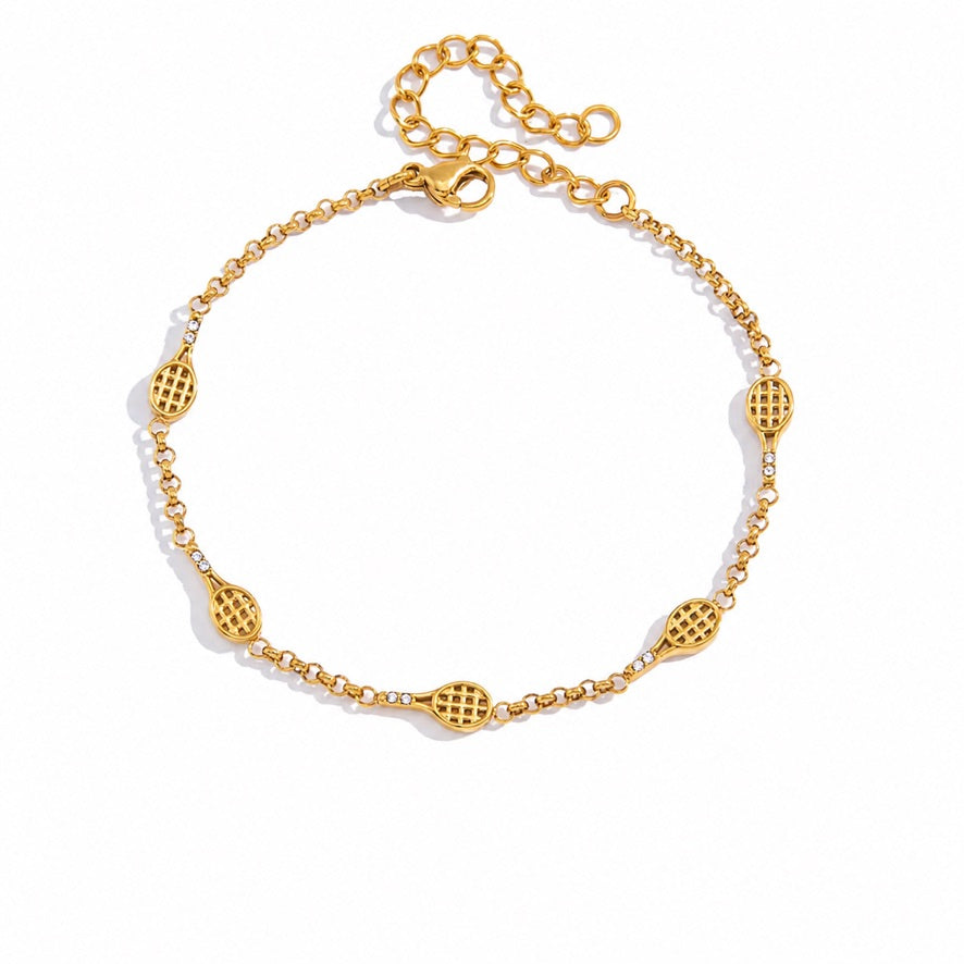Bracciali Tennis Rachet - acciaio inossidabile placcato oro 18k PVD - zirconi