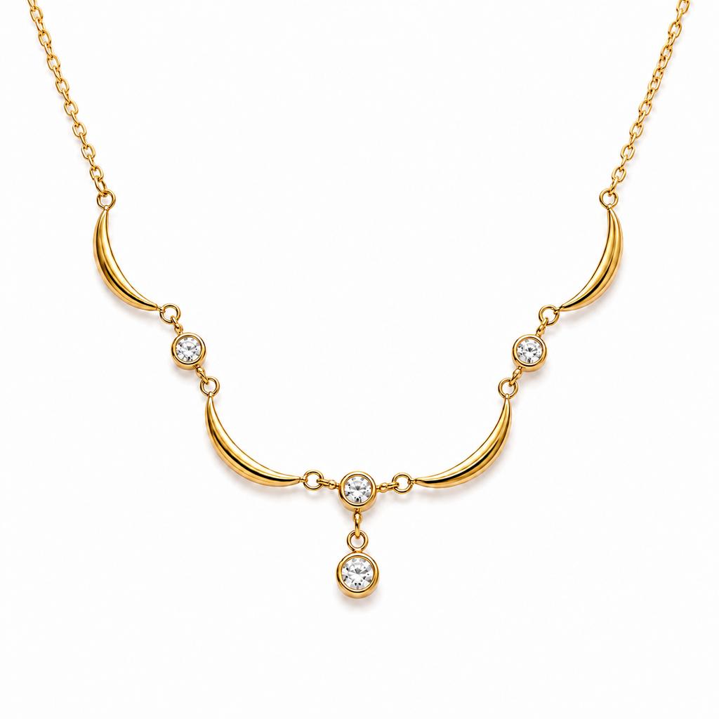 Collana Noble - acciaio inossidabile placcato oro 18k PVD - zirconi