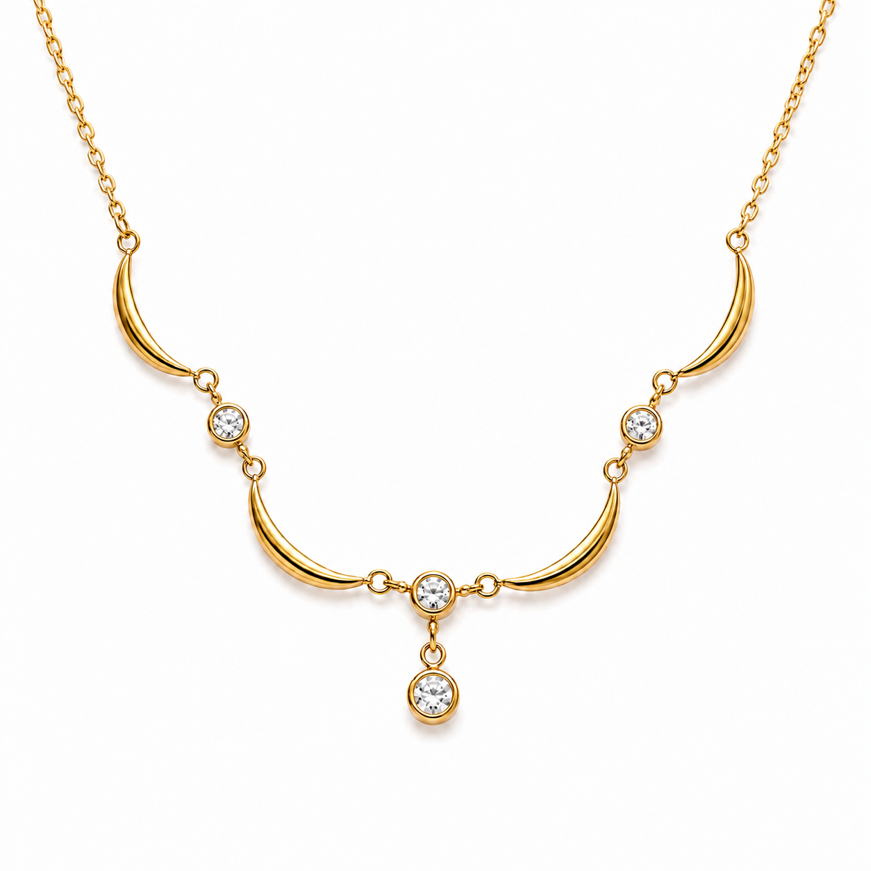 Collana Noble - acciaio inossidabile placcato oro 18k PVD - zirconi