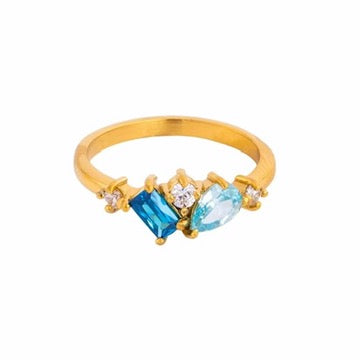Anello Andromeda - acciaio inossidabile placcato oro 18k PVD - zirconi