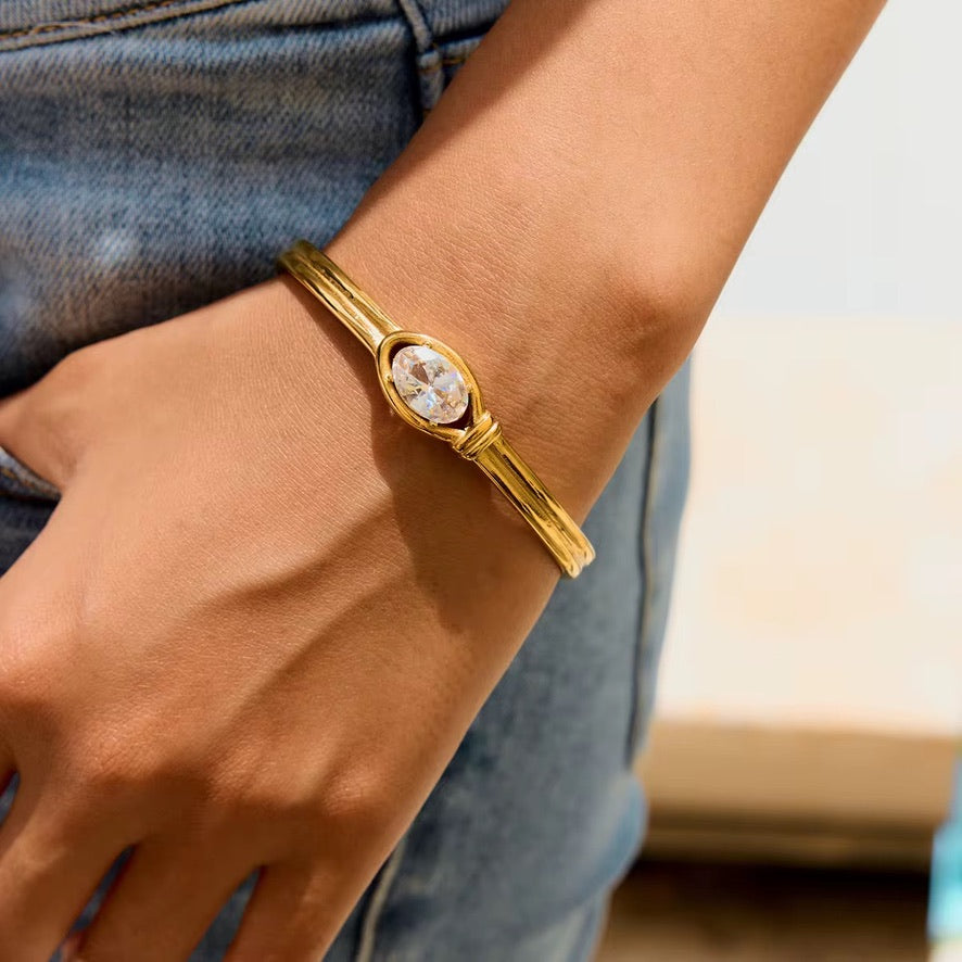 Bracciale Luxuria - acciaio inossidabile placcato oro 18k PVD - zircone cubico