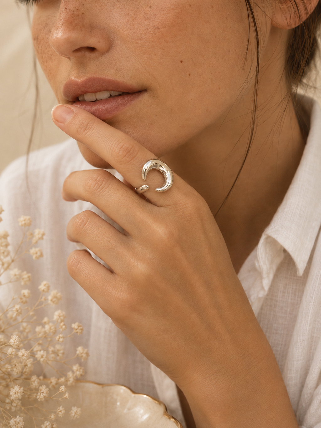 Anello moon - acciaio inossidabile - regolabile