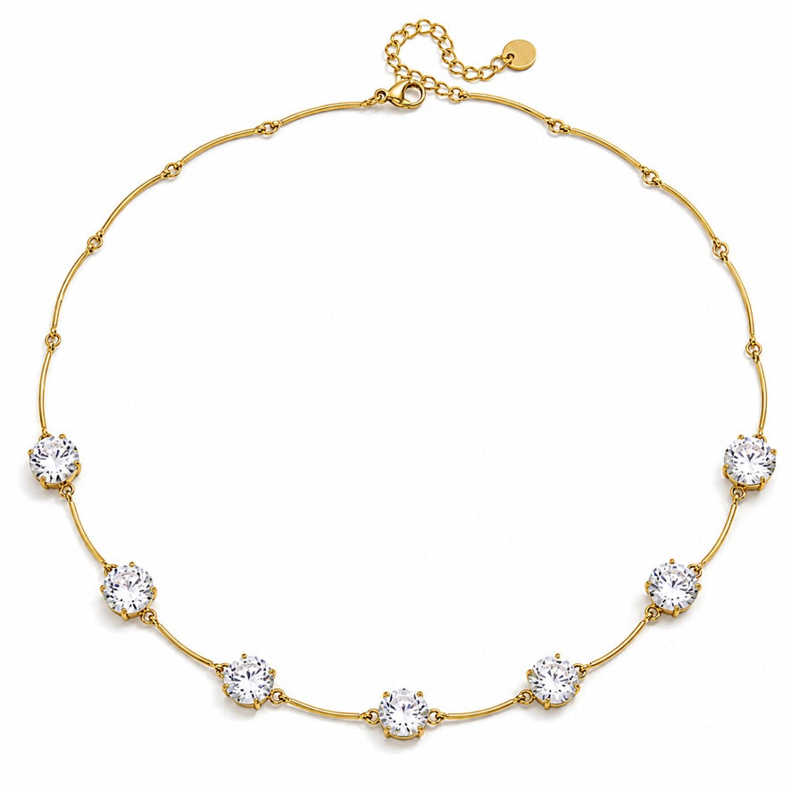 Collana Aurin - acciaio inossidabile placcato oro 18k PVD - zircone