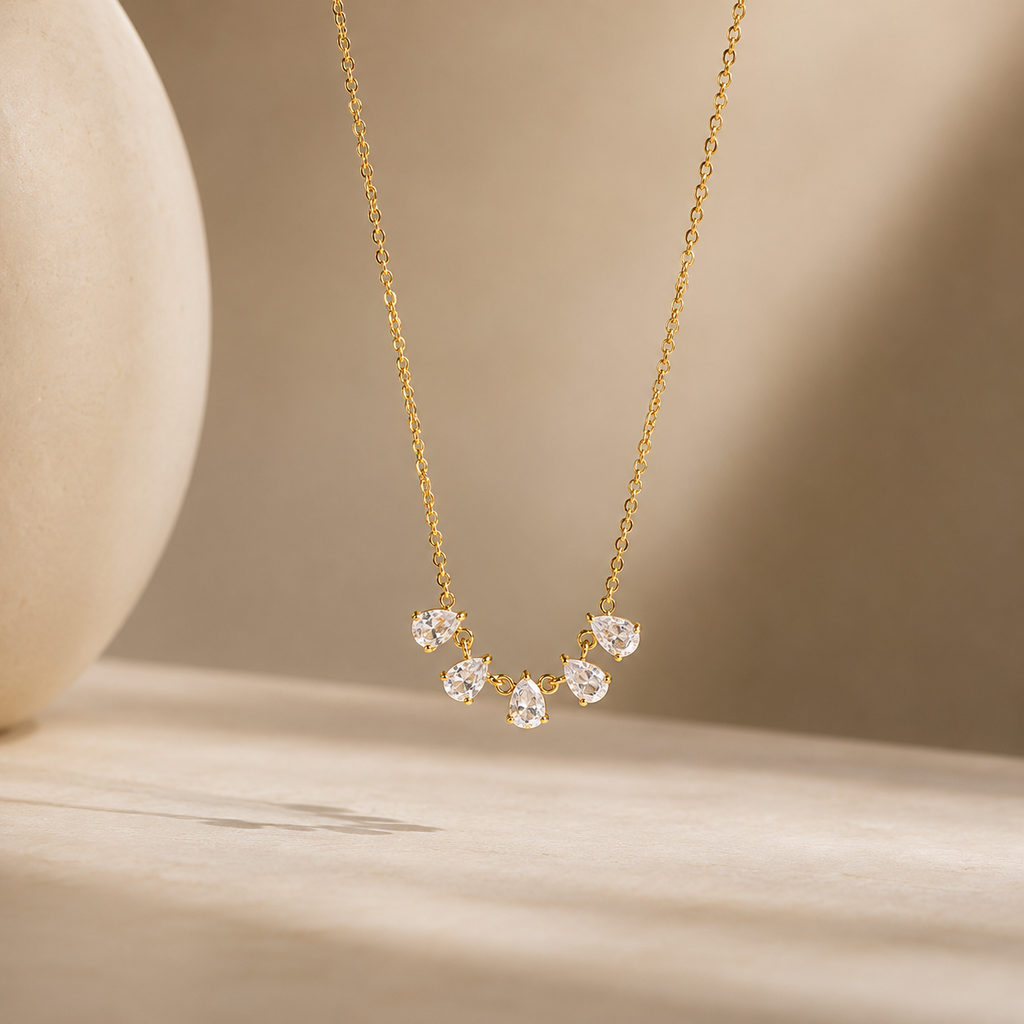 Collana Velia - acciaio inossidabile placcato oro 18k PVD - zirconi