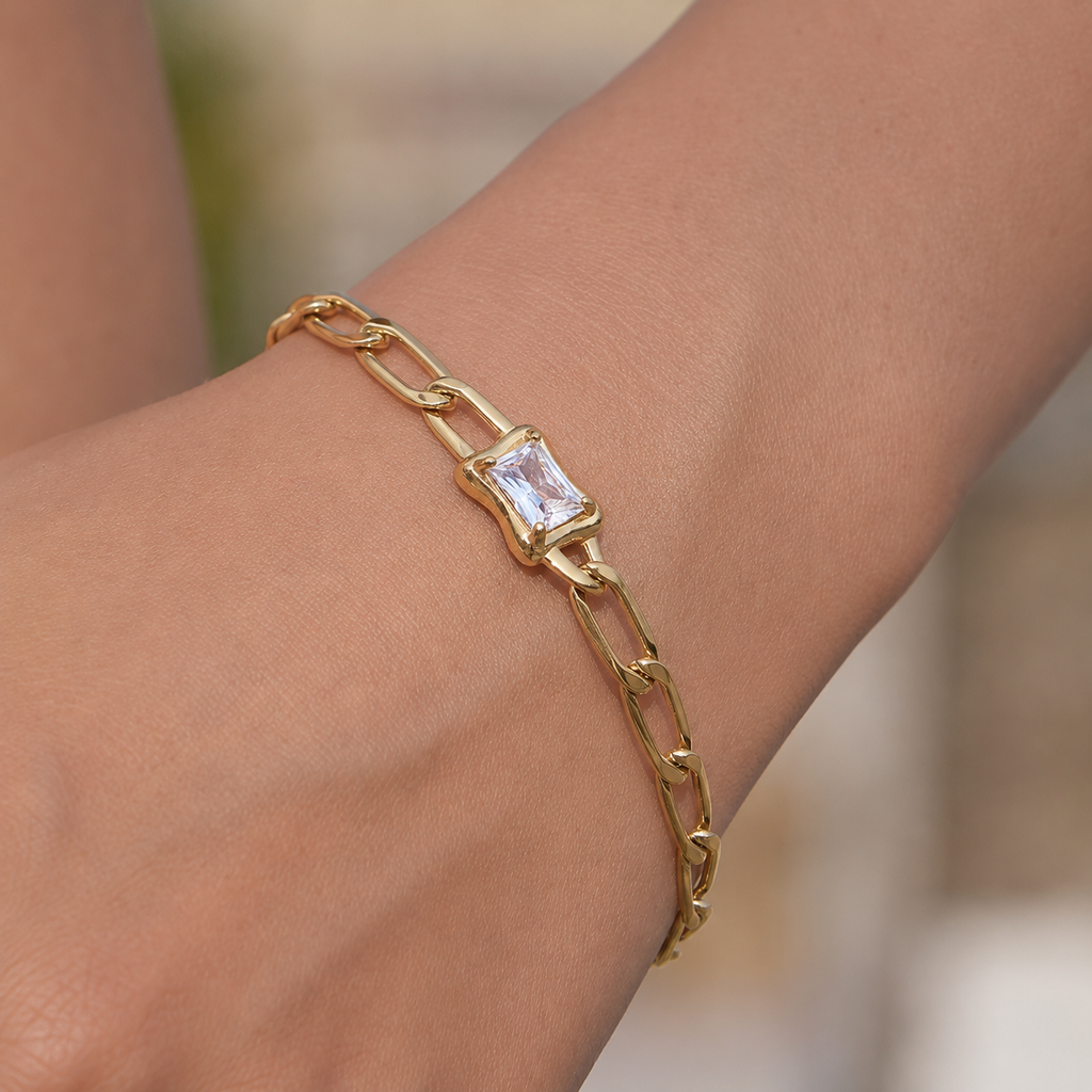 Bracciale Aura - acciaio inossidabile placcato oro 18k PVD - zircone