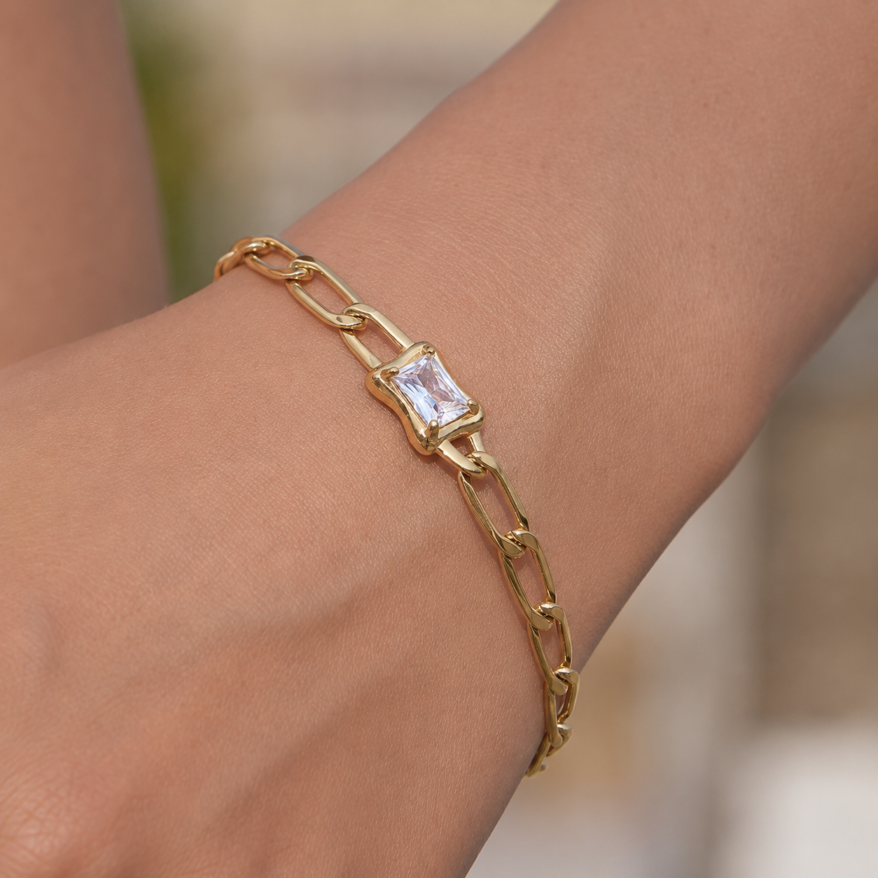 Bracciale Aura - acciaio inossidabile placcato oro 18k PVD - zircone
