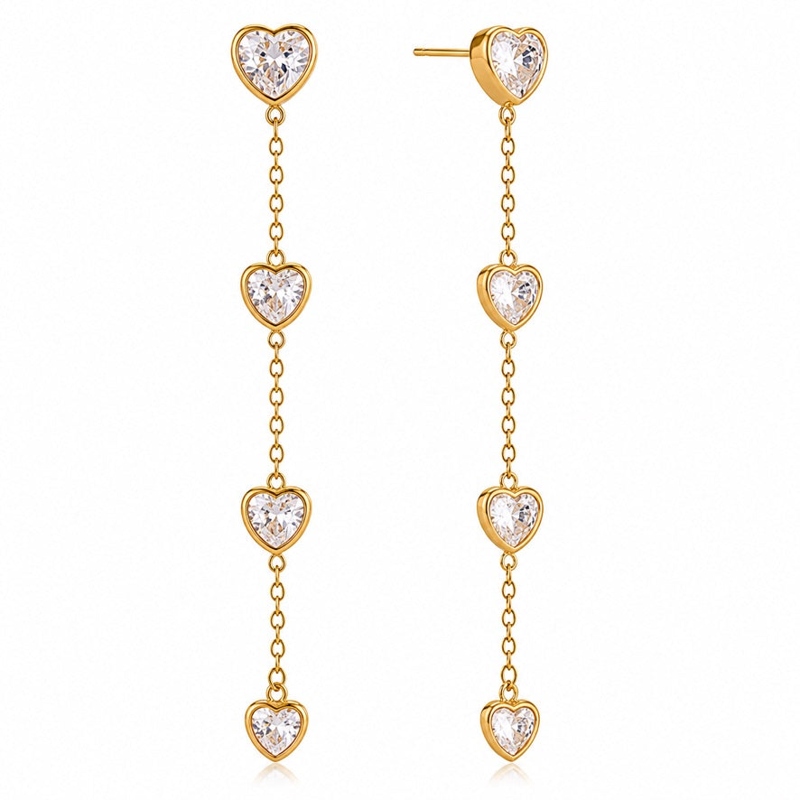 Orecchini Cascata Aurea - acciaio inossidabile placcato oro 18k PVD - zirconi