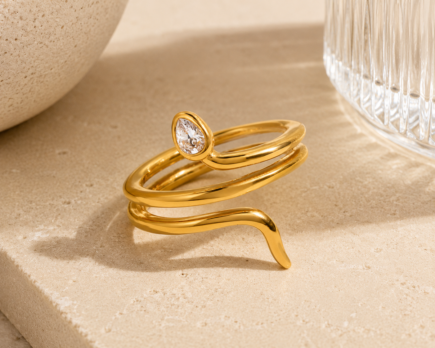 Anello snake luxoria - acciaio inossidabile placcato oro 18k PVD - regolabile