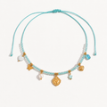 Collana Bluette - cordino regolabile e charms in acciaio inossidabile placcati oro 18k PVD - zirconi e perle