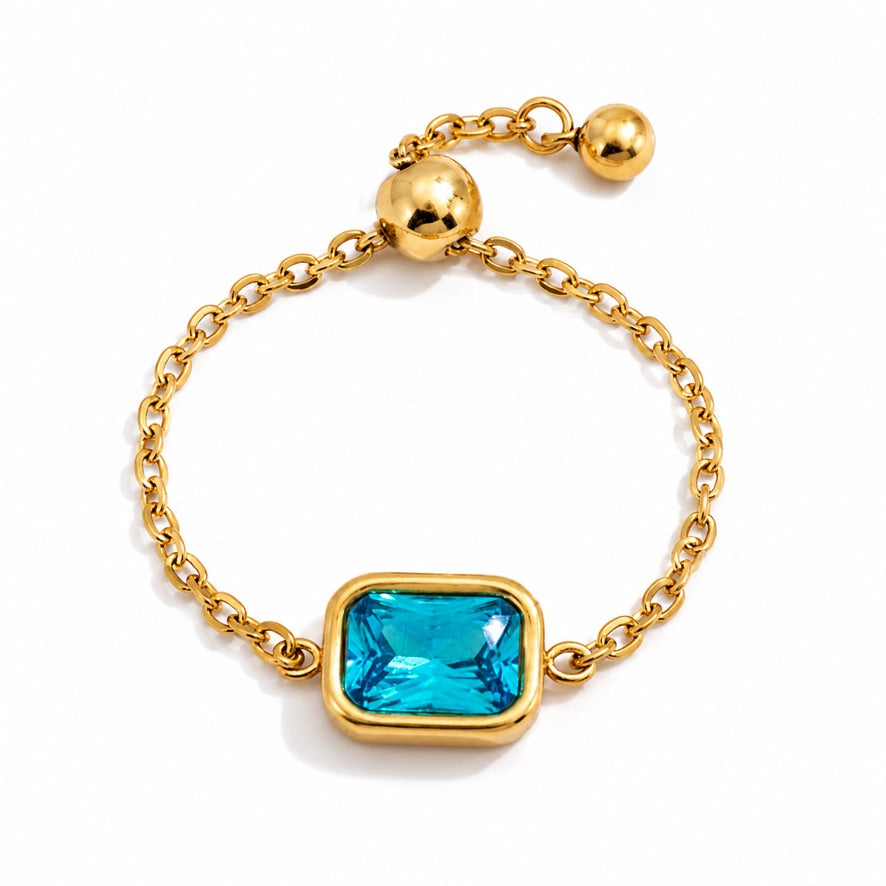 Anello Regular - acciaio inossidabile placcato oro 18k PVD - zircone - regolabile