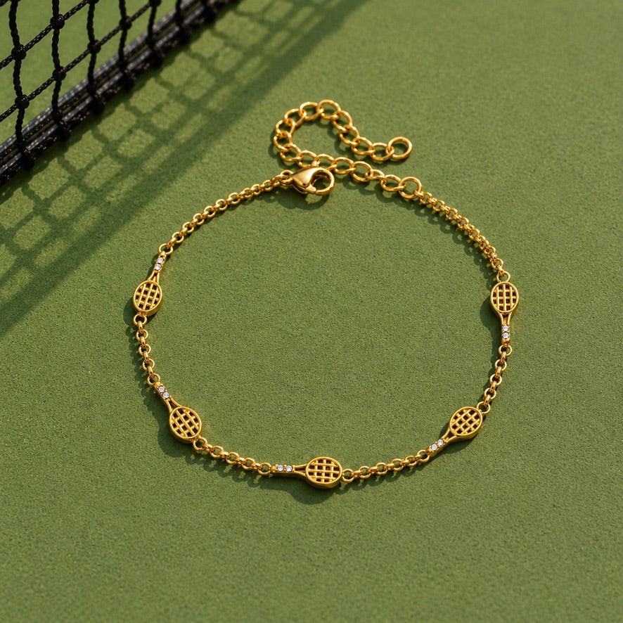 Bracciali Tennis Rachet - acciaio inossidabile placcato oro 18k PVD - zirconi