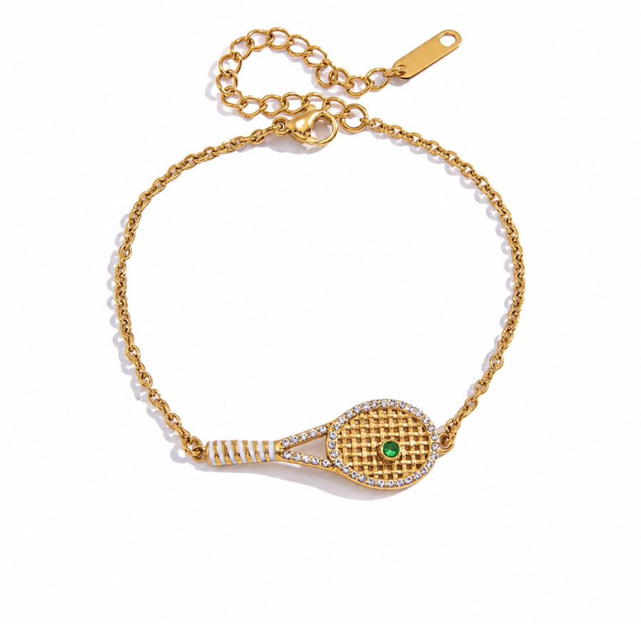 Bracciali Tennis Rachet - acciaio inossidabile placcato oro 18k PVD - zirconi