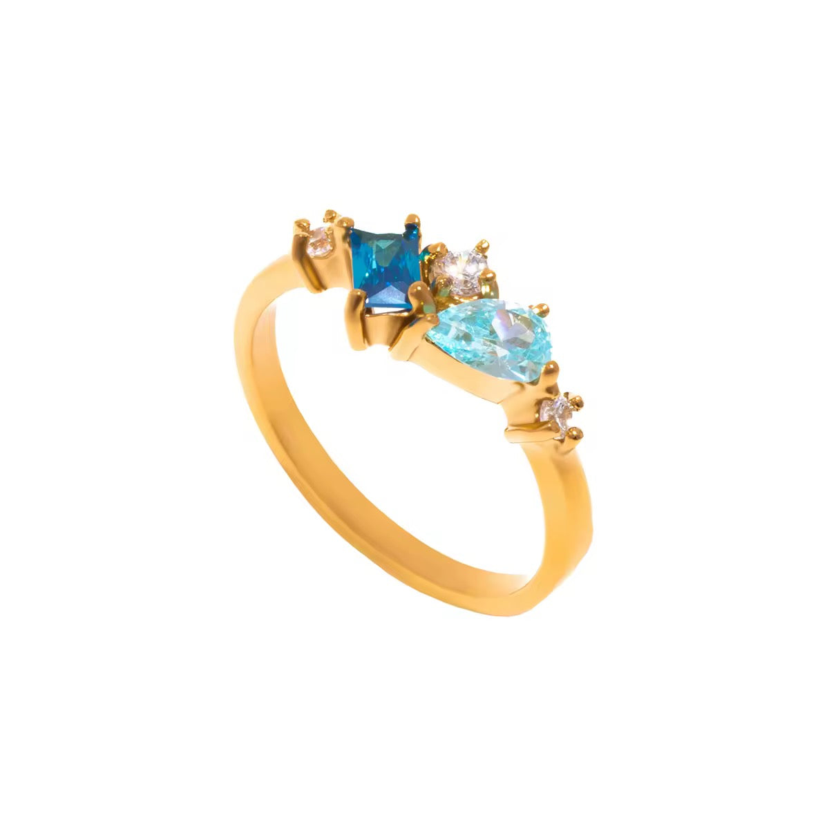 Anello Andromeda - acciaio inossidabile placcato oro 18k PVD - zirconi
