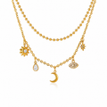 Collana Sunny - acciaio inossidabile placato oro 18k PVD - zirconi e pendenti