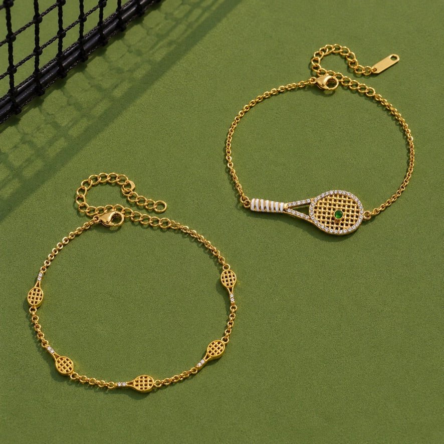 Bracciali Tennis Rachet - acciaio inossidabile placcato oro 18k PVD - zirconi