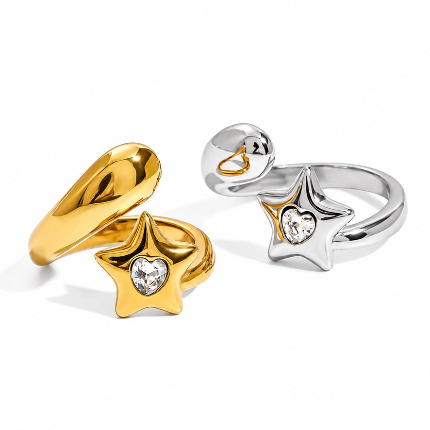 Anello Superstar - acciaio inossidabile/acciaio inossidabile placcato oro 18k PVD - zircone - gold/silver