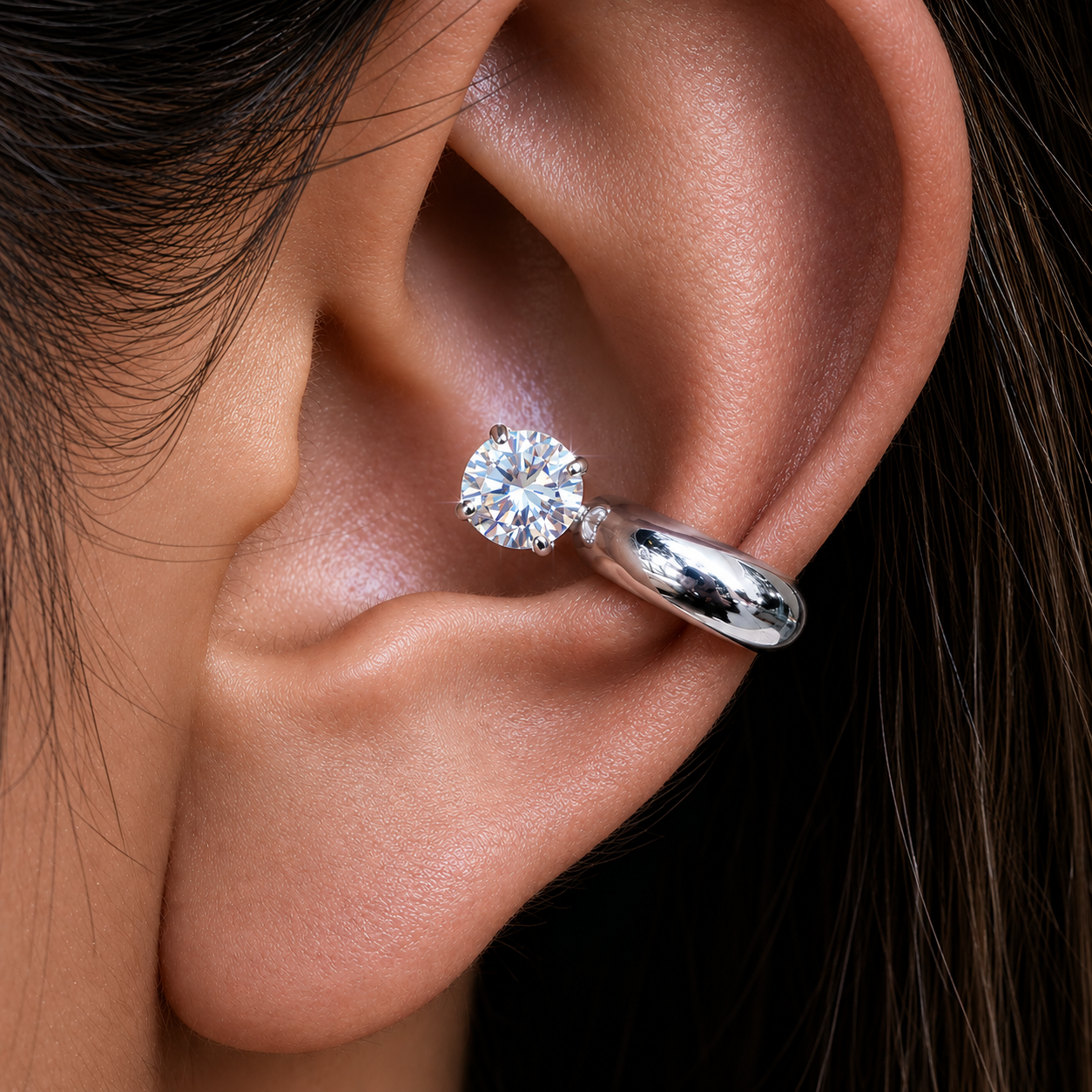 Earcuff Diamond - acciaio inossidabile - zircone