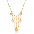 Collana Cascata - acciaio inossidabile placcato oro 18k PVD - zirconi