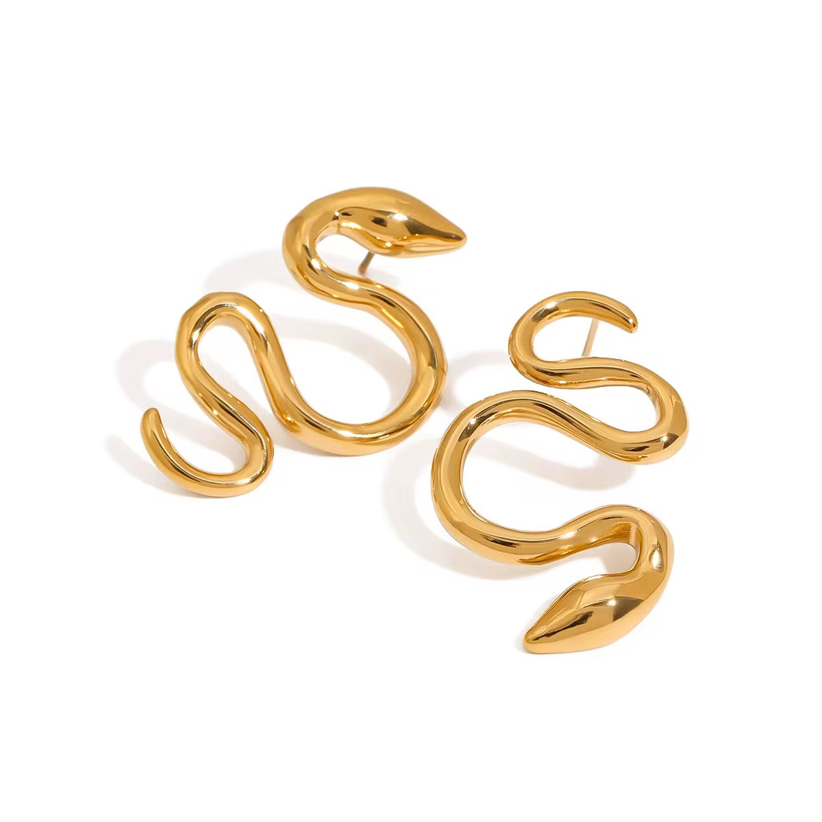 Orecchini Snake pendenti - acciaio inossidabile placcato oro 18k PVD