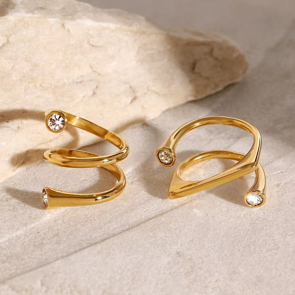 Anello Not Regular - acciaio inossidabile placato oro 18k PVD - zirconi