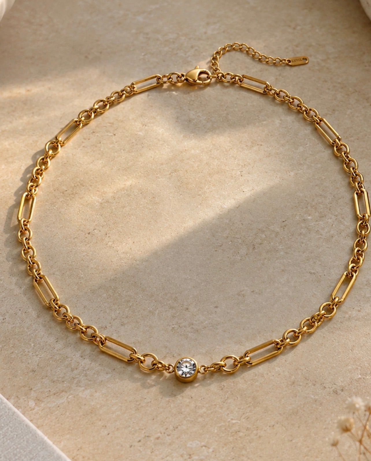 Collana Iclat - acciaio inossidabile placcato oro 18k PVD - zircone