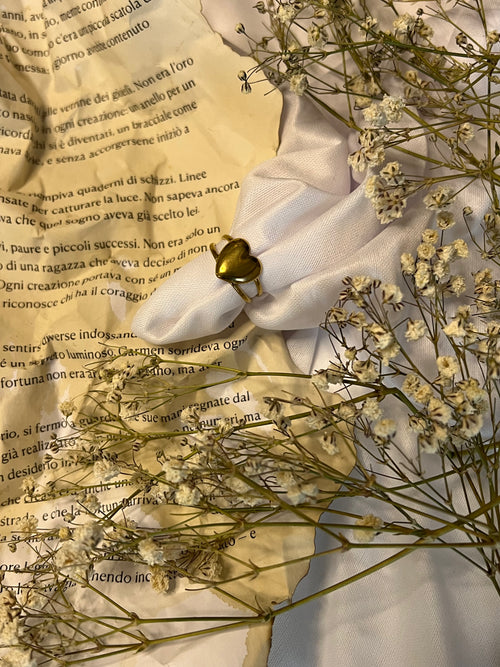 Anello cuore doppia banda, placcatura oro 18k