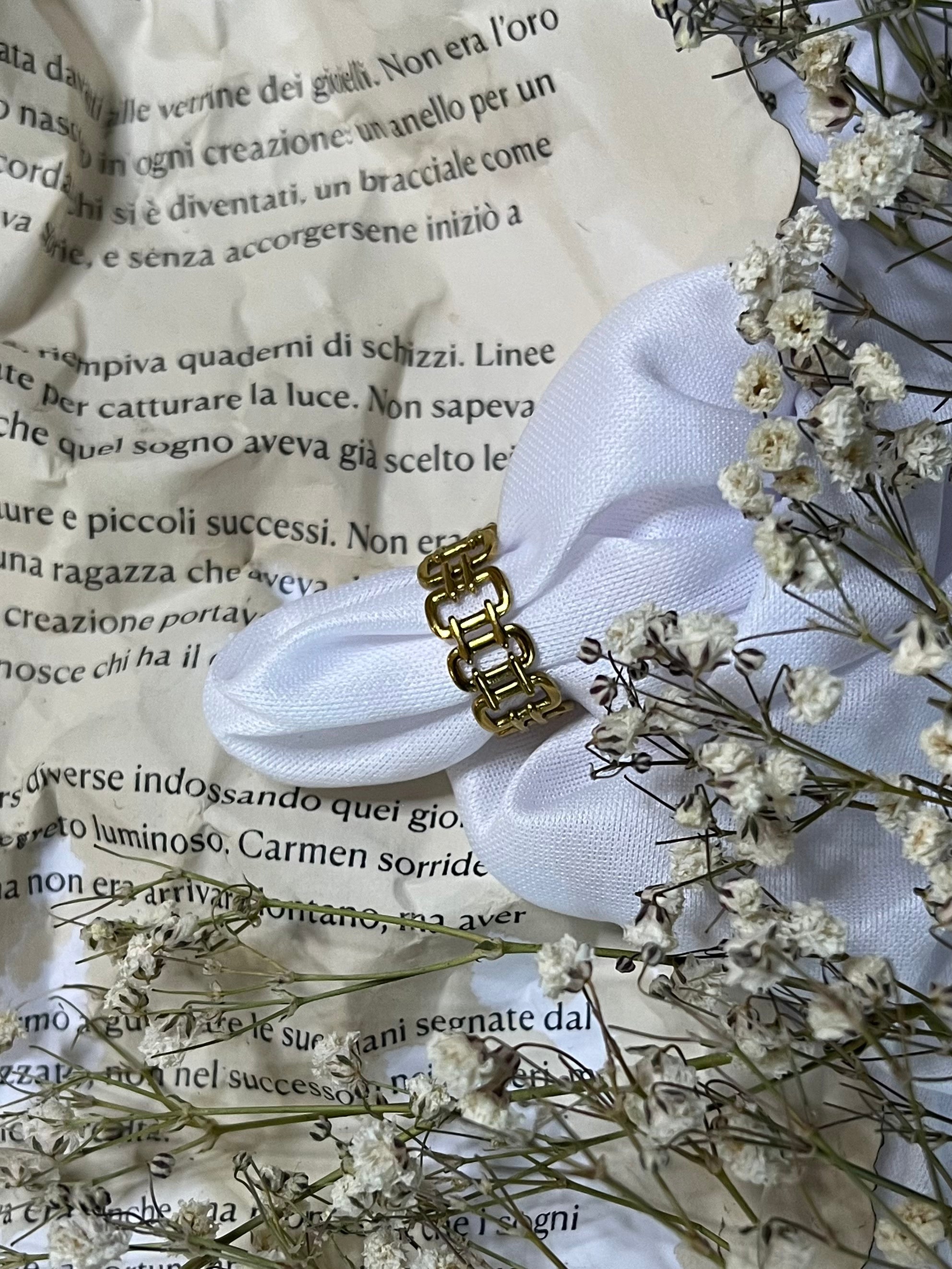 Anello catena, placcato oro 18k